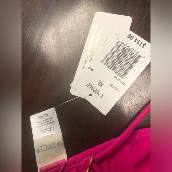 NWT L*Space FULL SET Ziggy Stardust Hot Pink Gold Heart Detail Top + Bottom - Picture 9 of 11